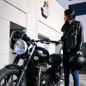 LAER Black Moto Leather Jacket